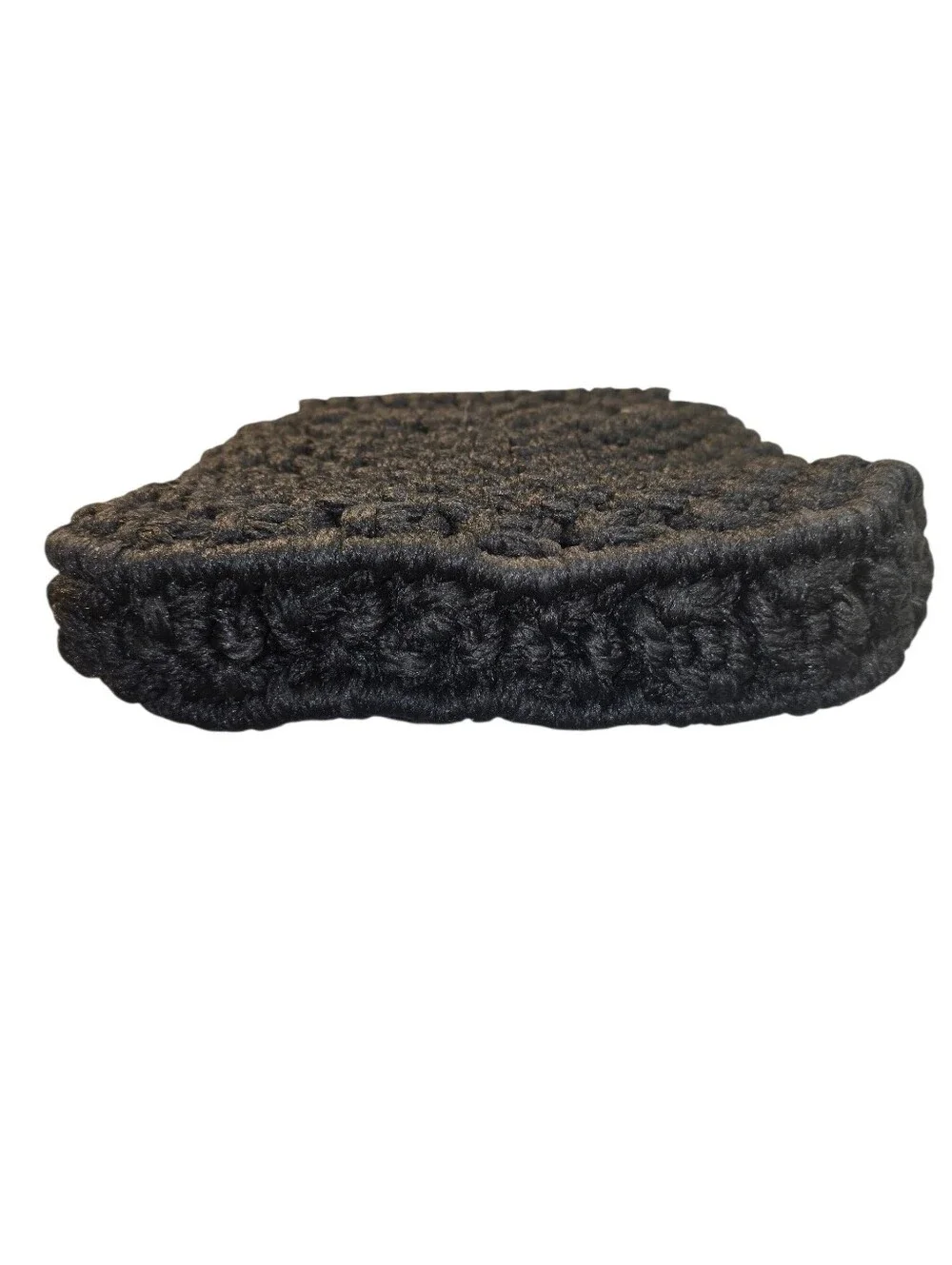 Black Crochet Handbag with Marble Top Handles